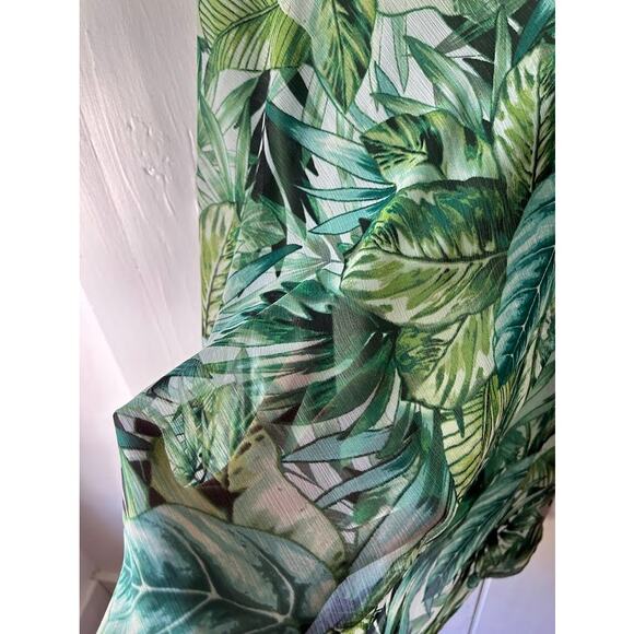 Roz & Ali skirt size small /medium green tropical leaf floral print mid length - Picture 4 of 9